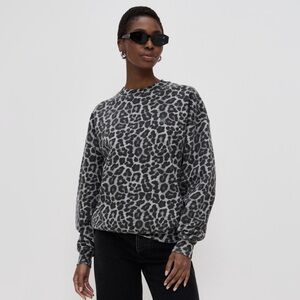 ANINE BING NWT Miles Sweatshirt in Grey Leopard